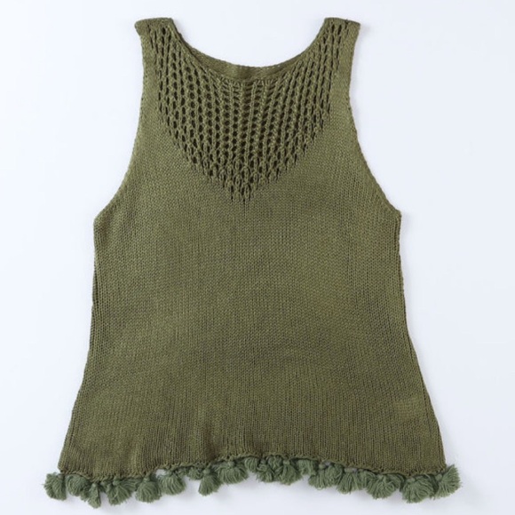 Tasseled Crochet Knit Tank - Picture 5 of 12
